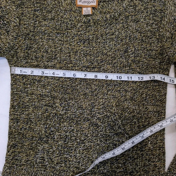 Rangoli pullover wool blend sweater with center pocket, black/ gold,size S - Picture 6 of 7